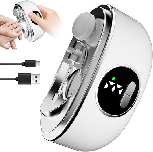 2026 Upgraded 3-in-1 Electric Nail Clipper,Rechargeable Electric Nail File & Toenails, 6 Speeds with LED Light & Nail Debris Storage,Suitable for Children,Adults,Seniors to use Electric Nail Trimmer