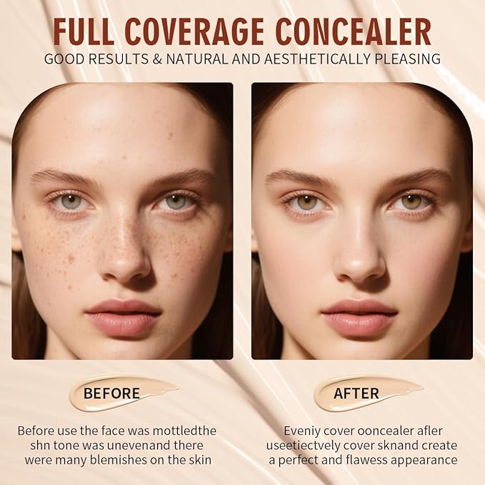 QIC Concealer Shade 130 – Full Coverage Concealer for Dark Circles & Spots, Warm Ivory Tone, Hydrating & Waterproof Under Eye Corrector for Mature Skin, Non-Cakey Finish (1.41 fl oz)