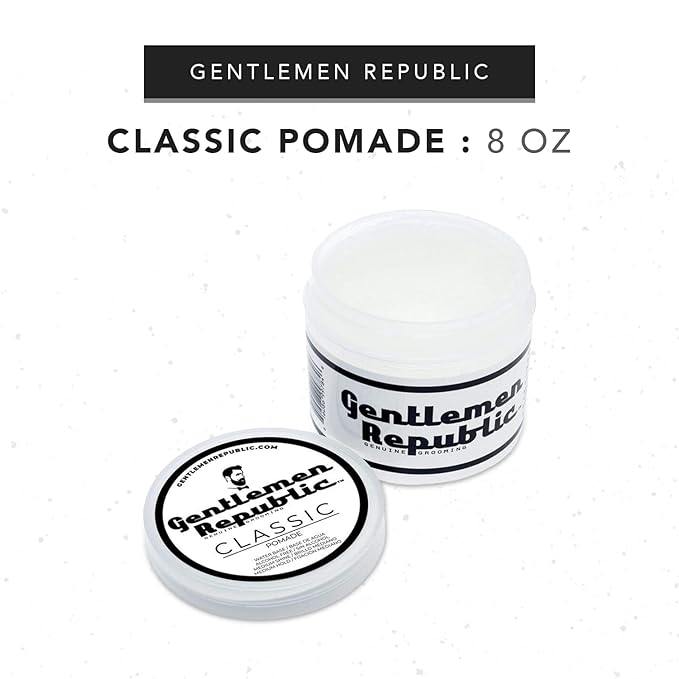 Gentlemen Republic Classic Pomade for Men - Water Based Pomade for Medium Hold & Shine, Premium Mens Hair Styling Products with No Beeswax - Ideal for Classic Styles, 8oz