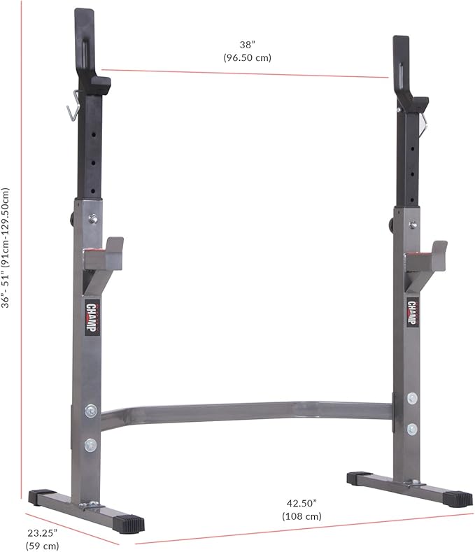 Body Champ Olympic Weight Bench with Squat Rack Included PRO3900, Grey
