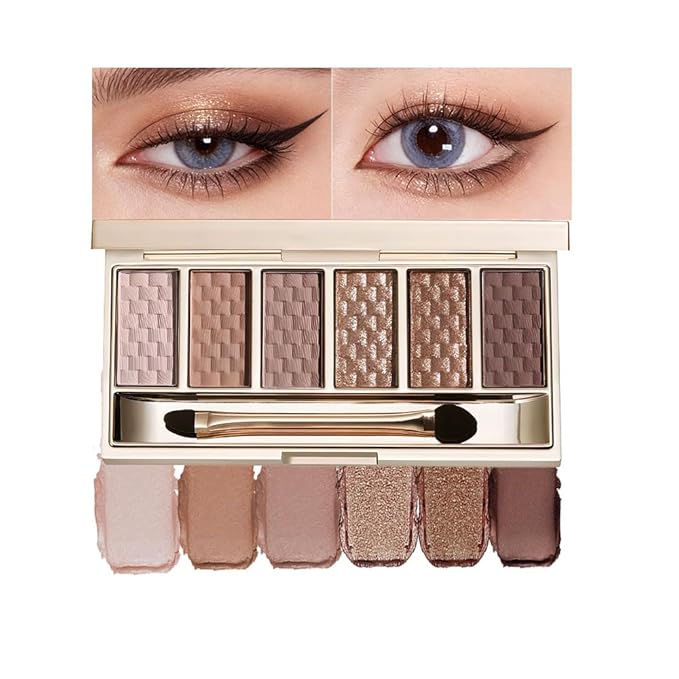 Neutral Nude Brown Eyeshadow Palette – 6 Matte & Shimmer Shades, Blendable Long-Lasting Eye Shadow Kit for Natural Everyday Makeup, Soft Glam Looks & Mature Eyes, High Pigment Smooth Formula