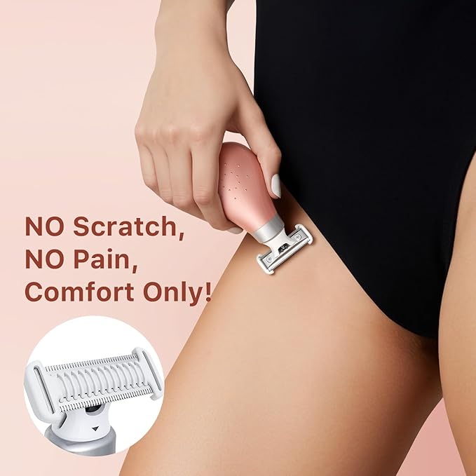 2026 New Bikini Trimmer for Women - Small But Powerful Electric Razors, Intimate Pubic Hair/Lady Facial Painless Removal, USB-C Cordless Body Shaver for Trip, Replaceable Wet/Dry Blade, Gold