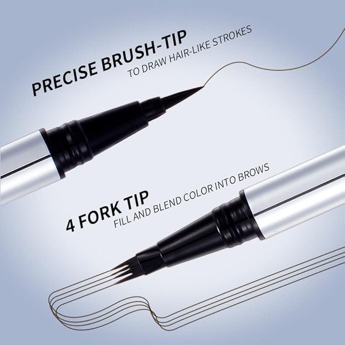 2-in-1 Brow Pen & Liquid Eyeliner – Waterproof Brow Pencil with Fine Microblading Tip, Natural Hair-Like Strokes, Long Lasting, Smudge-Proof Dual-Ended Design(03 DARK BROWN)