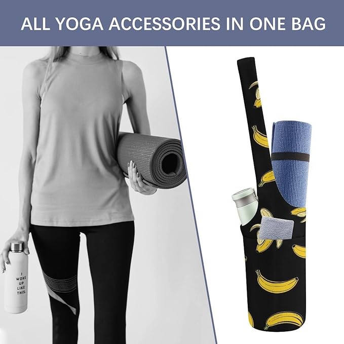 Yoga Mat Bag for Women, Stylish Yoga Mat Tote Sling Carrier Bag, Long Strap Exercise Mats Totes Sport Storage Bag