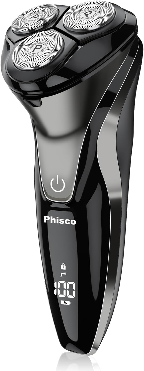 Electric Razor for Men - Phisco Electric Shavers for Man Face, USB Rechargeable, Waterproof Wet Dry Razors with Pop-Up Trimmer, LED Display, Travel Lock