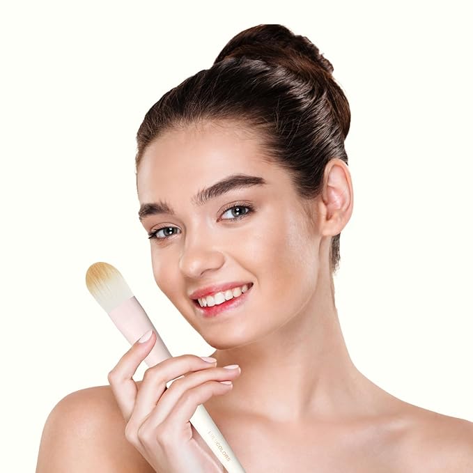 LULUCOLORS Colorful 3-PCS Foundation Brush Set with Latex-Free Makeup Sponge and Travel Pouch-Soft,Cruelty-Free Synthetic Bristles, Brushes for Foundation, Concealer, and Detail Application