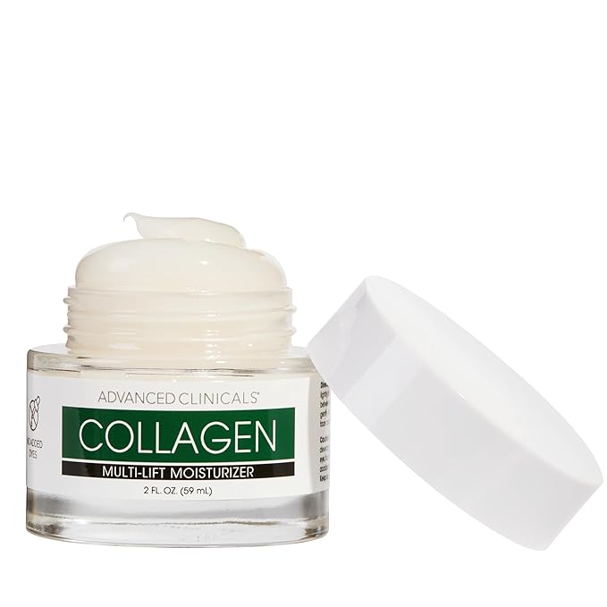 Advanced Clinicals Collagen Cream Gel-Like Facial Lotion | Collagen Peptide + Hyaluronic Acid Moisturizer For Face Helps Hydrate Dry Skin & Improve Appearance Of Wrinkles & Fine Lines, 2 Fl Oz