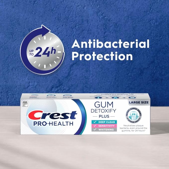 Crest Pro-Health Gum Detoxify Plus Toothpaste 4.5 oz Pack of 3 - Antibacterial Fluoride Toothpaste, Sensitivity Protection, Whitens Teeth, Anticavity, Plaque Control