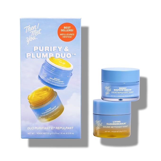 Then I Met You Purify & Plump Duo, Travel Size Skincare Set with Living Cleansing Balm & Bong² Bounce Cream, Makeup Remover + Hydrating Gel-Cream for Smooth Radiant Skin & Barrier Repair, Holiday Gift