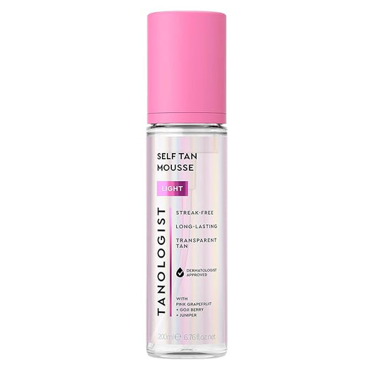 Tanologist Self Tan Mousse- Light, Fast-Developing, Transfer-Proof Clear Self Tanner for Face & Body, Smells Great, Lasts 7 Days, Natural Not Orange, Vegan Formula, 6.76 fl oz