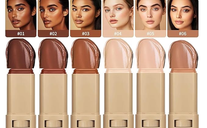 Mature Skin 2-in-1 Foundation Concealer Makeup Stick - Creamy Formula, Brightens Skin Tone, Natural Finish, Covers Acne Scars/Blemishes/Dark Circles, Waterproof Long-Lasting, 6 Shades Available (5#)