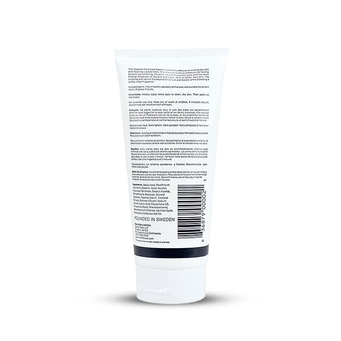 Nordic Care Foot Care Cream - Repairs and Hydrates Dry and Cracked Heels, 10% Urea Cream Treats Severely Dry Feet, Cracked Heels & Callus Removal, Hypoallergenic & Lanolin-free | 6 Oz (Pack of 12)