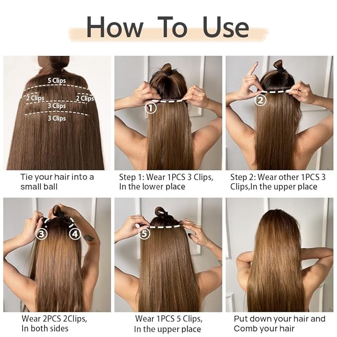 Clip in Hair Extensions Blonde Extension Straight 22" Long Synthetic Fluffy and not Tangled Invisible Clips on Hairpieces for Women 5PCS Curly Wavy 18" Girls Brown Red White Natural 5 Oz