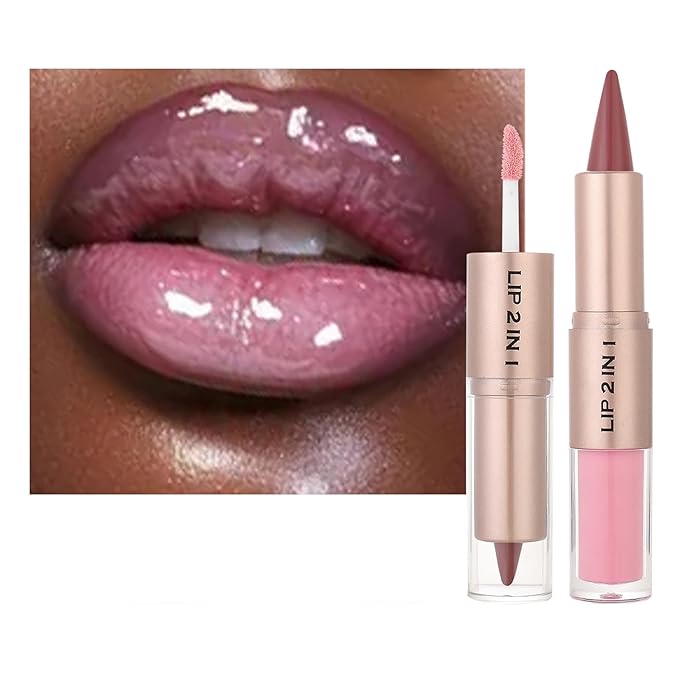 Lip Liner Gloss Lip Combo Sets Kit,Nude Brown Lip Liner and Liquid Lipstick Set, lip combo sets for black women, High Pigmented Long Lasting Plumping Lipgloss Waterproof Lip Combo (#5)
