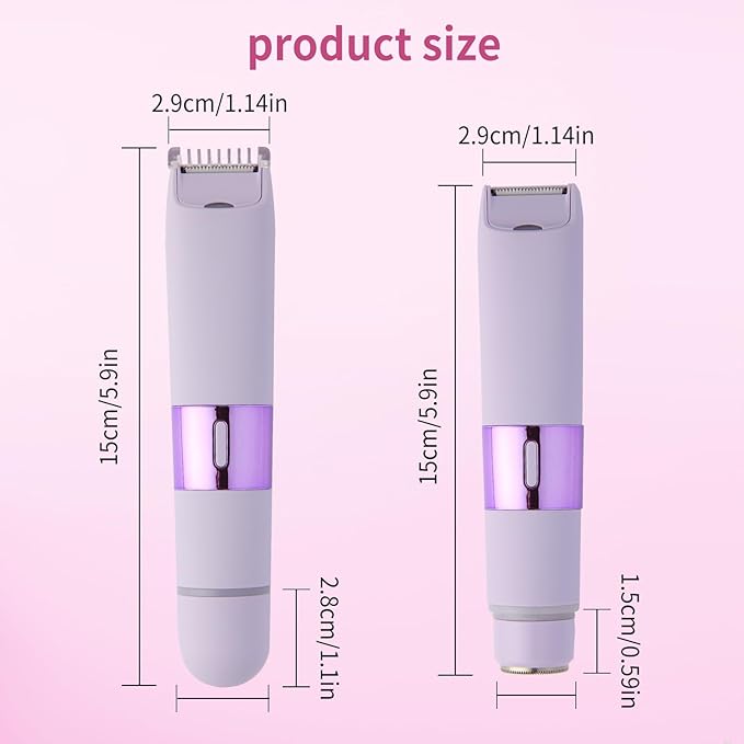 Bikini Trimmer for Women, 2-in-1 Electric Razor for Womens, Rechargeable Electric Shaver for Legs Arms Pubic Body Hair Trimmer