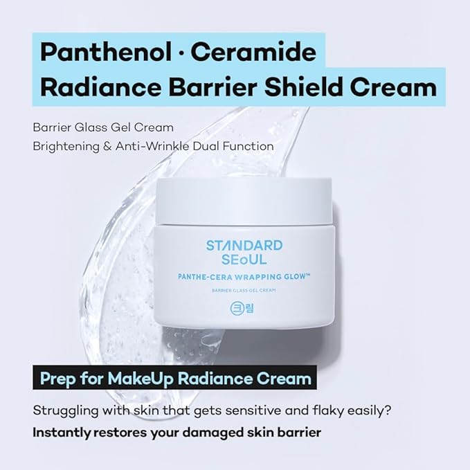 Standard Seoul Barrier Glass Gel Moisturizer – Instantly Soothes & Hydrates, Lightweight Gel Cream for Sensitive Skin, Panthenol & 5 Ceramides, Glass-Skin Finish, 50ml