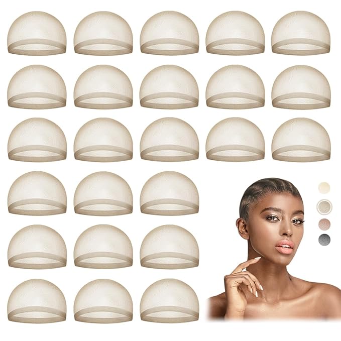 Transparent Wig Caps for Women Lace Front, HD Caps for Wig, Brown 24 PCS