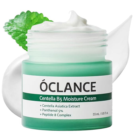OCLANCE Centella B5 Calming Barrier Cream, Lightweight Non-Greasy Face Moisturizer for Sensitive Skin with Panthenol, Centella & 8-Peptide Complex, Fragrance-Free Korean Skincare, 1.85 fl oz (55ml)