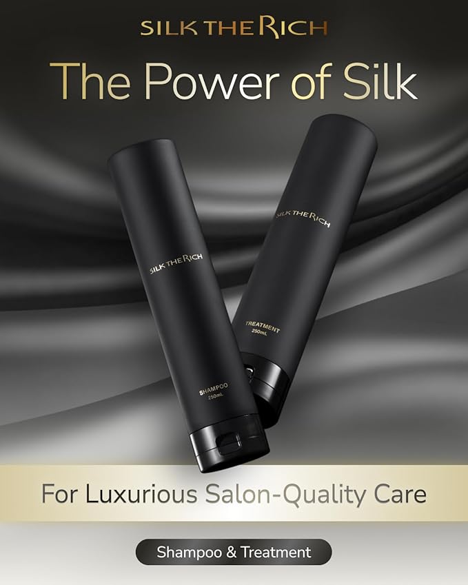 SILK THE RICH Shampoo & Conditioner Set, Clarifying & Moisturizing for Dry, Itchy Scalp & Damaged Hair, Color-Safe, Sulfate & Paraben Free Shampoo & Conditioner for Women & Men, Black (8.5 fl oz Each)