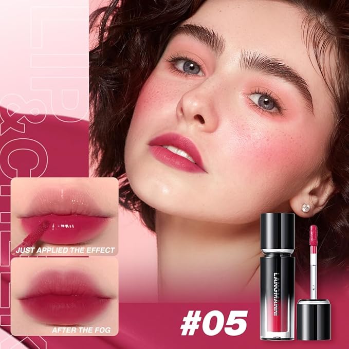 LANGMANNI Lip Oil Tint | Hydrating & Long-Lasting Lip Stain | Moisturizing And High Gloss Makeup,Non-Sticky Lip Stain For Watery And Silky Smooth Lips(#5 Raspberry Sorbet)
