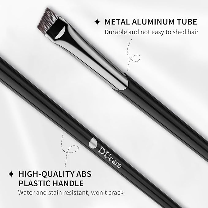 DUcare Angled Eyebrow Brush Precise Eye Brow for Shaping Definition, Ideal for Eyebrow, Eyeliner, Detail Work, Vegan