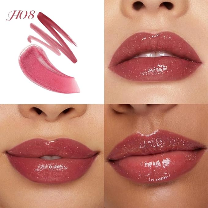 evpct ‌Mauve Matte Liquid Lipstick Marker Pen Lip Liner Set with Glitter Lip Oil, 2 in 1 Lipgloss Lipstick Long Lasting Waterproof for Women, Longwear Lips Stain 24hr Original Smudge Proof labial