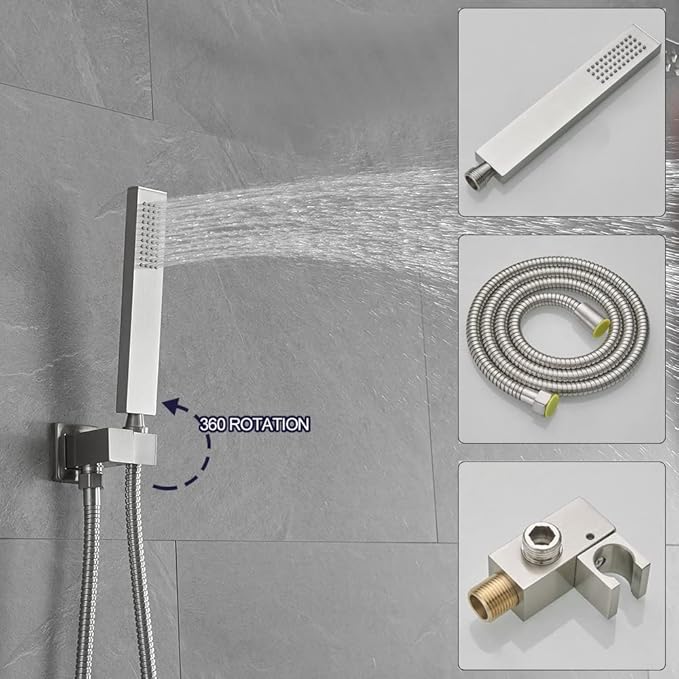 annazom Shower Faucet Set 8 Inch Rainfall Shower Head and Handheld Shower High Pressure Rainfall Shower Head System Shower Faucet Set with Valve and Trim