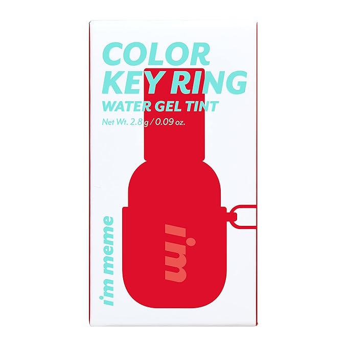I'M MEME Color Key Ring Water Gel Lip Tint - 07 Pink Attack | Long Lasting Lip Gloss, Hydrating Glossy Finish, Kbeauty, Cute Korean Makeup, Compact, Portable Keychain, Travel-Friendly, Gift, 0.09 Oz