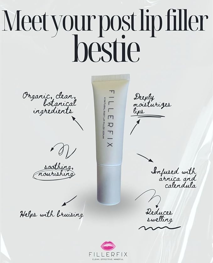 FillerFix Organic Lip Filler Aftercare Serum with Cooling Ceramic Tip – Arnica & Calendula for Relief After Lip Filler