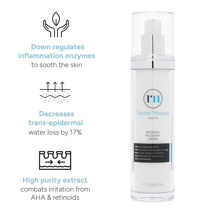 Rachel Moayer Intensive Recovery Cream, Ultra Hydrating Face Cream for Sensitive Skin, Reduces Redness & Irritation from AHAs and Retinoids, Barrier Repair Moisturizer For All Skin Types - 1.7 oz