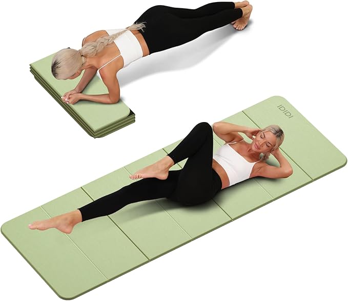 Foldable Yoga Mat Extra Thick 0.32 Inches Eco-Friendly POE Material, Non-Slip Design Fitness Mats, Multi-Purpose Workout Mats For Studio or Home Use (70 x 24 x 0.32 inches）
