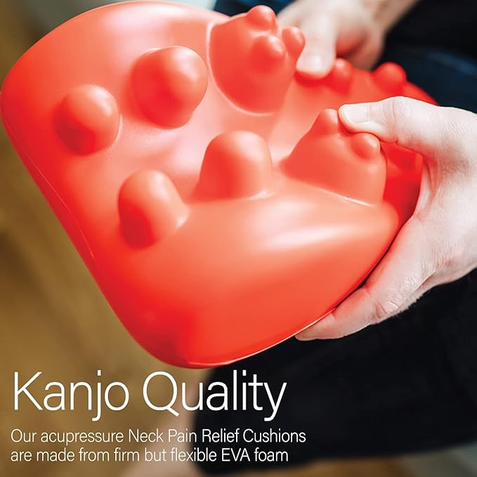 Kanjo Acupressure Neck Pain Relief Pillow | Cervical Traction Device & Acupressure Cushion for Muscle Tension & Relaxation | Helps Relieve Neck & Shoulder Pain | Orange