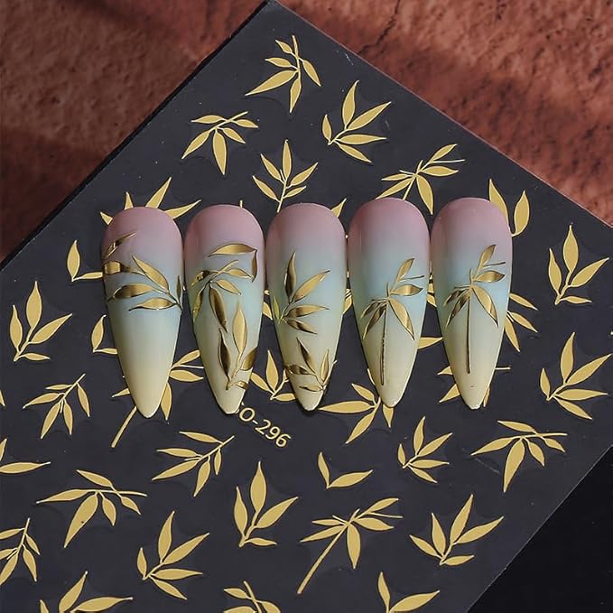 12 Sheets Fall Maple Leaf Nail Stickers 3D Metallic Gold Leaf Nails Decals Leaf Nails Decals Leaves Nail Design Autumn Nails Supplies Floral Nails Accessories for Women DIY Nail Art