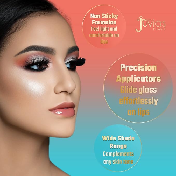 Juvia's Place, Lip Gloss Reflect Cherry Love, Red The Reds & Berries,Long Lasting Hydrating, Rich, Bright, 16 oz.