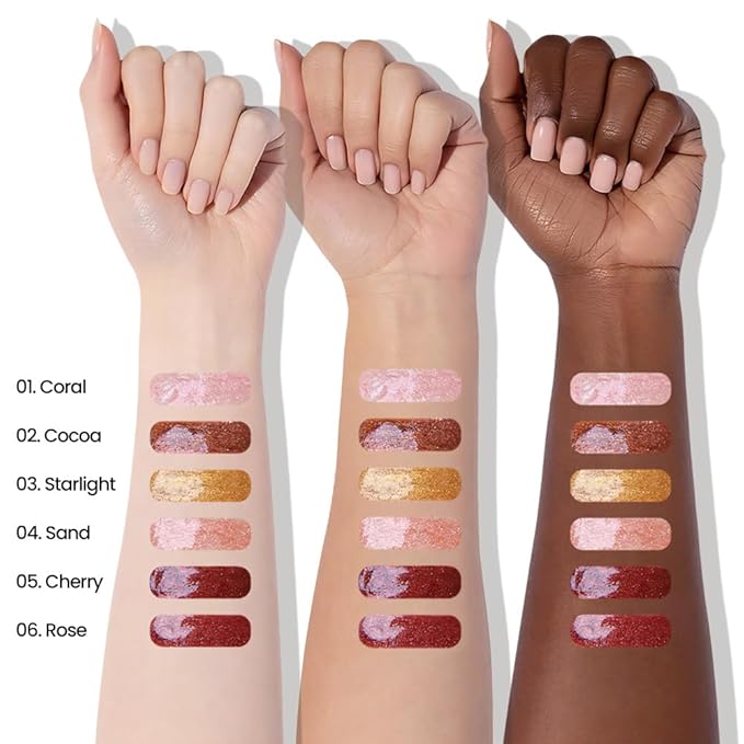 SUAKE Liquid Sparkling Glitter Eye Shadow – Rose Gold Cherry Eyeshadow, Eyeliner, Eyelid Shimmer Highlight Makeup, Highly Pigmented sombra de para ojos,Waterproof Quick-Drying (01Coral#)
