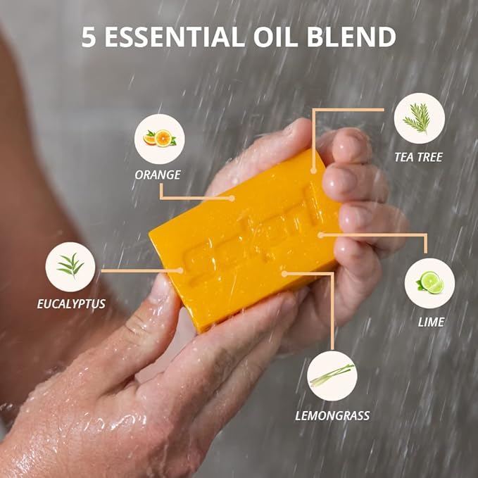 Solpri Shield Athletic Tea Tree Soap Bar with Lemongrass & Eucalyptus – 4 oz (6 Pack) – Deep-Cleansing Natural Bar for Sweat, Odor & Itch-Prone Skin – Made in USA