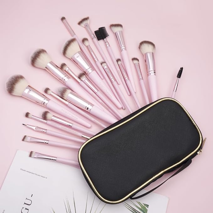 22 Pcs Makeup Brushes Set, MAGEFY Professional Makeup Brushes Wooden Handle Cosmetics Brushes Foundation Concealer Powder Face Eye Make up Brushes Kit(Pinkgold)