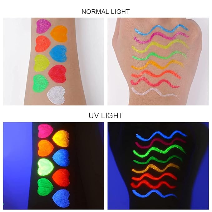 8 Color UV Neon Glow Waterproof & Long-Lasting Liquid Eyeliner for Party & Rave - Glows Bright Under Blacklight(Liquid)
