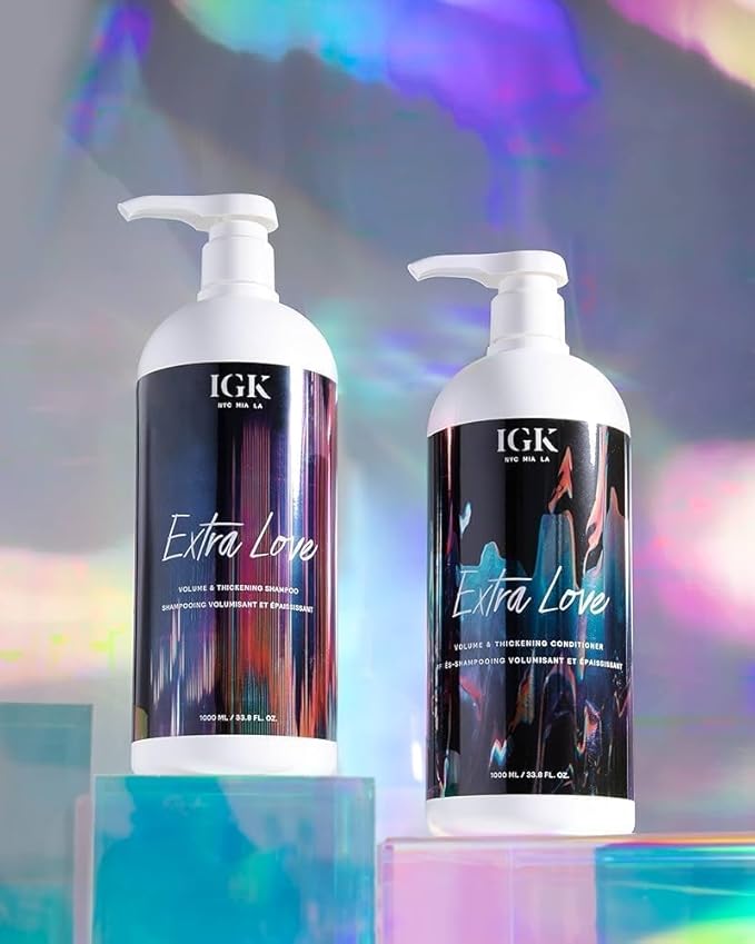 IGK EXTRA LOVE Volume & Thickening Shampoo & Conditioner Set | Volume + Scalp Balance + Oil Balance | Vegan + Cruelty-Free | 33.8 oz (Pack of 2)