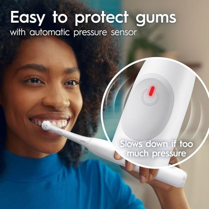 Oral-B iO Series 2 Rechargeable Electric Powered Toothbrush Starter Kit, Pure White with 2 Brush Heads - Automatic Pressure Sensor to Protect Gums - 3 Modes - 2 Min Timer