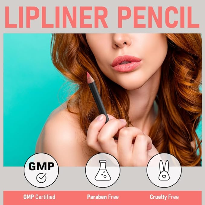 Lip Liner Pencil 15 Shades – Natural Nude Collection Lipliner Matte Finish, Creamy Texture, Long Lasting Color, High Pigmented Lip Pencils