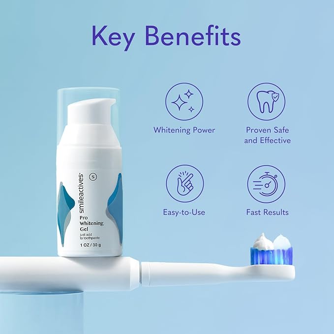 Smileactives Teeth Whitening Gel for Toothpaste with Clinical-Grade Hydrogen Peroxide, Tooth Stain Remover for White Teeth, Dentist Quality Pro Whitening Gel to Remove Coffee Stains, 3 Pack, 1 oz