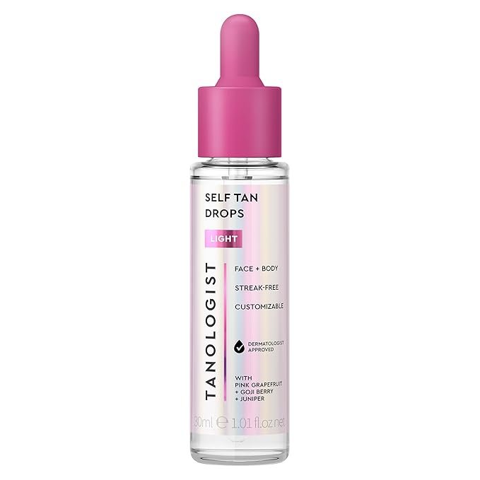 Tanologist Light Self Tan Drops, Streak-Free Body & Face Tanning Drops, No Fake Tan Smell, For Moisturizer & Lotion, Bronzing Face Tanner, Skincare Ingredients, Vegan, 1.01 fl. oz/30 ml Bottle