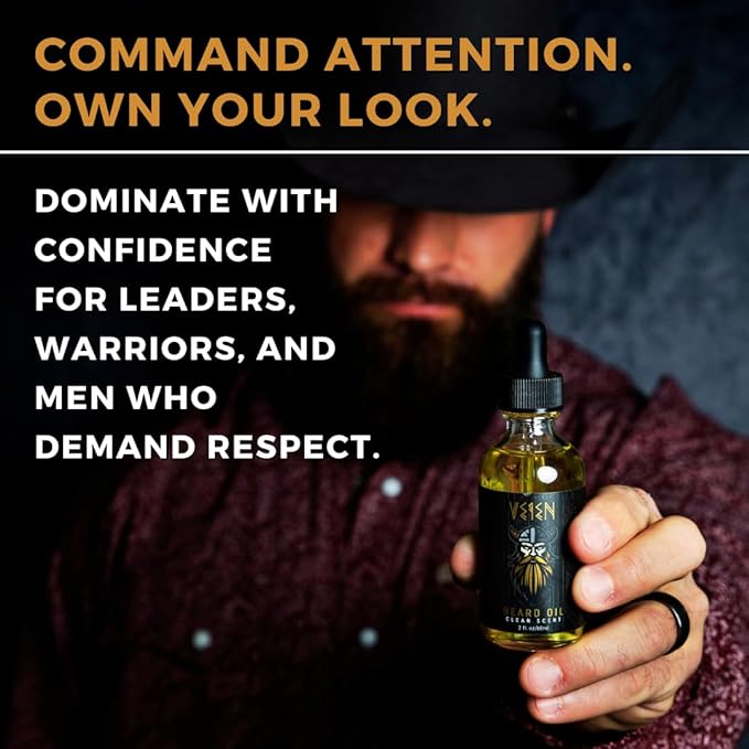 Veien Beard Oil for Men Premium All-Natural 2floz Made in USA for Thicker Darker Fuller Growth Moisturizes Conditions Softens Strengthens Smooths Frizz Hydrates for All Hair & Skin Types Reduces Itch