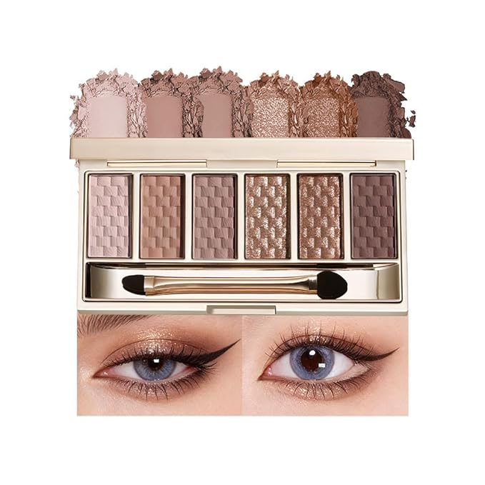 Neutral Nude Brown Eyeshadow Palette – 6 Matte & Shimmer Shades, Blendable Long-Lasting Eye Shadow Kit for Natural Everyday Makeup, Soft Glam Looks & Mature Eyes, High Pigment Smooth Formula 1