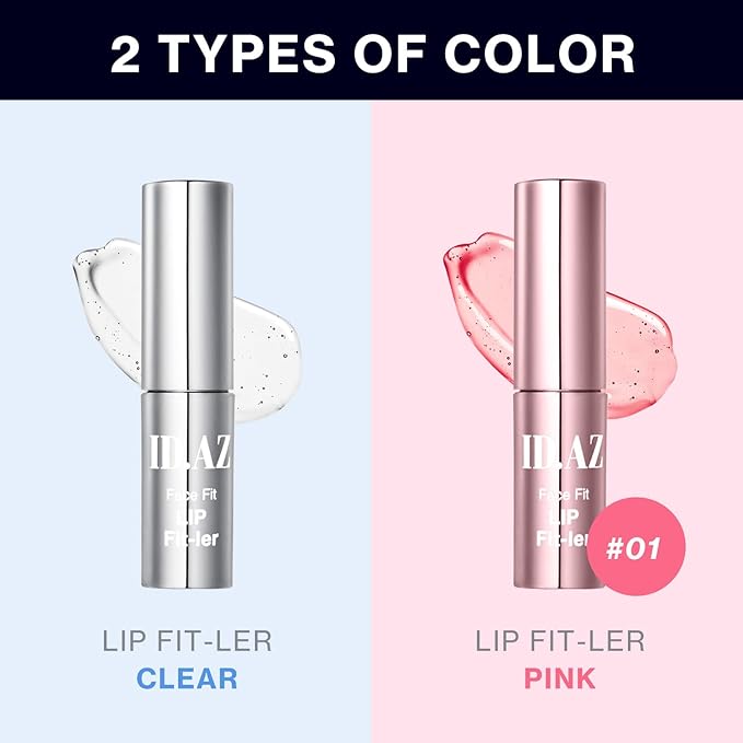 idplacosmetics ID.AZ Face Fit Lip Fit-Ler (Pink) 0.12 fl.oz (3.5 g) — Hydrating Tinted Lip Plumper Gloss with Maxi-Lip Peptide Sheer Pink, Glass-Like Finish Layerable Korean Lip Gloss.