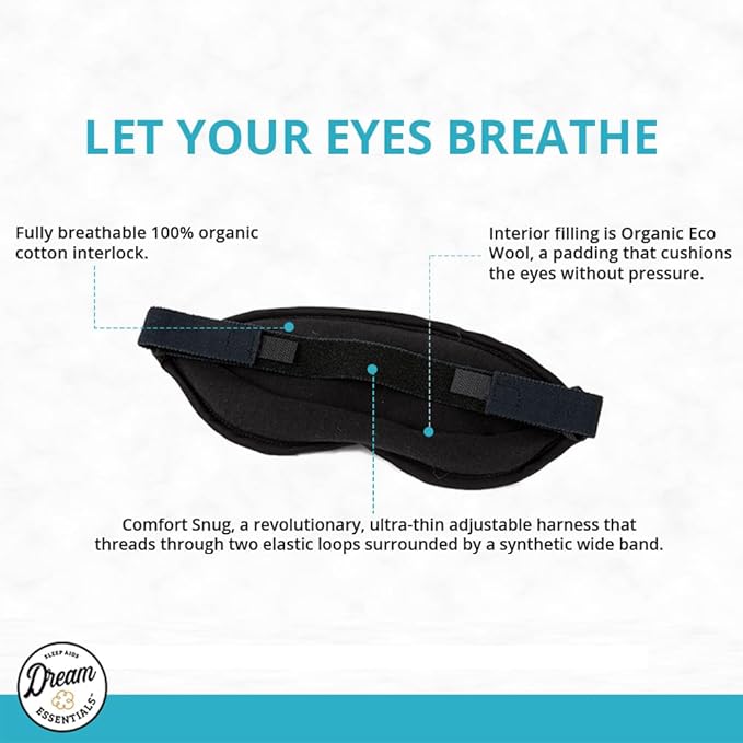 Dream Essentials Natura Organic Sleep Mask (Twilight Blue) Made in The USA