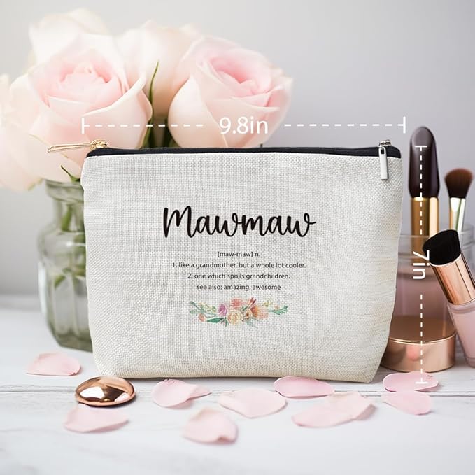 MOTERMATE Mawmaw Gifts Makeup Bag, Mawmaw Gifts for Christmas from Grandkids Cosmetic Bag for Women, Best Grandma Gift from Granddaughter Grandson Toiletry Bags Zipper Makeup Pouch