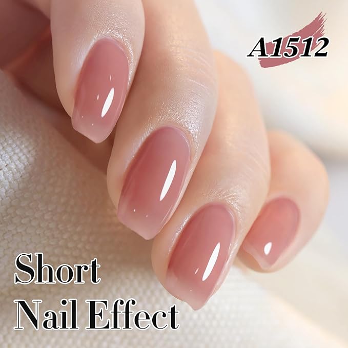 Double Rhythm 0.50 OZ Translucent Gel Polish Same Color Same Bottle Sheer Pastel Neutral Natural Milky 15 ML Jelly UV Nail Art DIY at Home (Jelly Purple Pink-A1512)