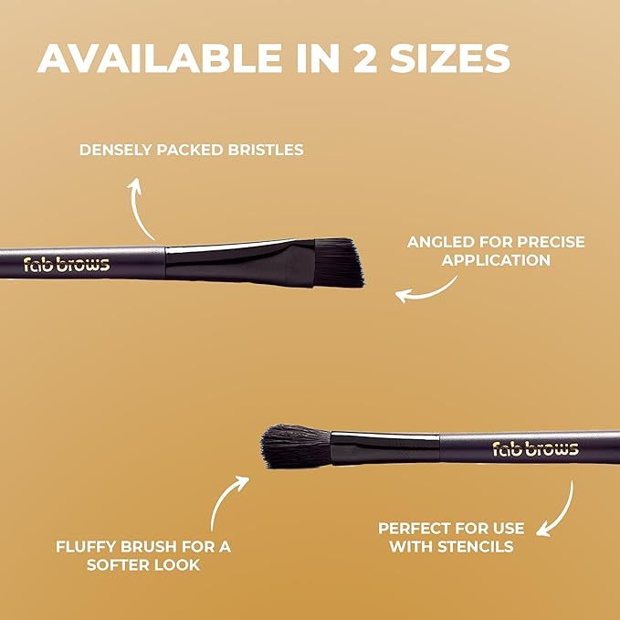 Fab Brows Lux Brow Brush | Ultra Fine Angled Eyebrow Brushes | Larger Dual Brow Brush | Creates Bold or Soft Looks | Beginner-Friendly | Eyebrow Makeup Brushes | Beauty Tools | Vegan, Hypoallergenic
